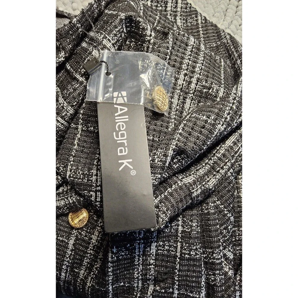 Size Medium Allegra K Women's U Neck Plaid Tweed Mini length Pinafore Dress - Picture 12 of 12